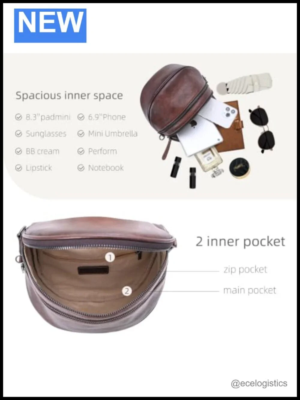 Real Leather Crossbody Bag for Women with RFID Protection and Adjustable Straps
